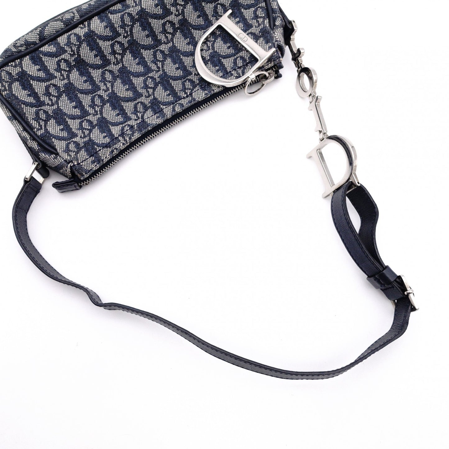 Christian Dior Trotter Shoulder Bag Canvas Navy