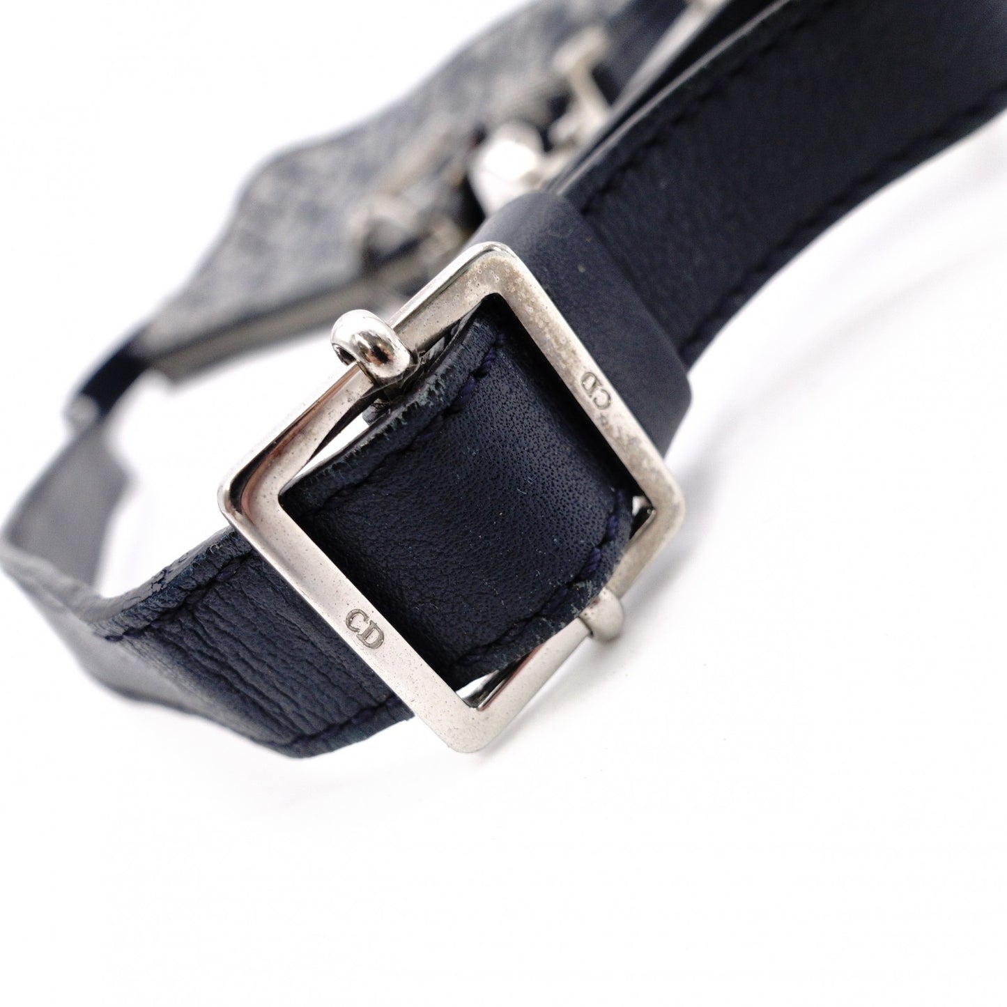 Christian Dior Trotter Shoulder Bag Canvas Navy