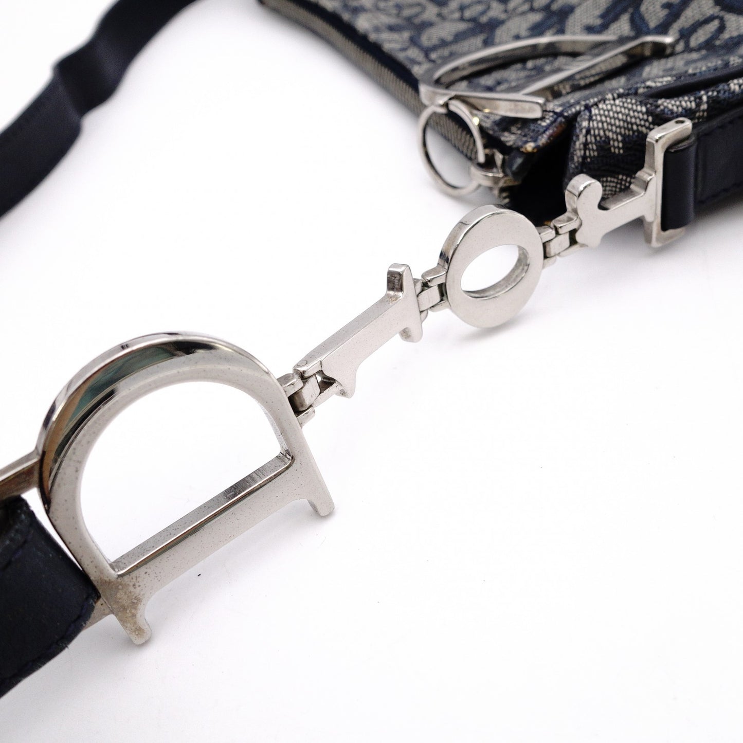 Christian Dior Trotter Shoulder Bag Canvas Navy