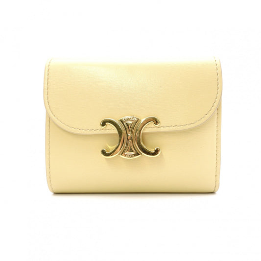 CELINE Triomphe Bifold Wallet Leather Yellow Gold Hardware