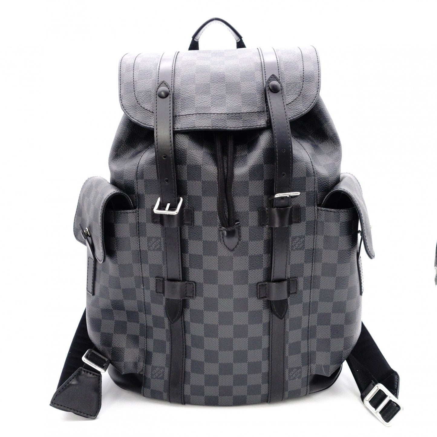 LOUIS VUITTON Christopher PM Damier Graphite Backpack, PVC, Gray, Men's
