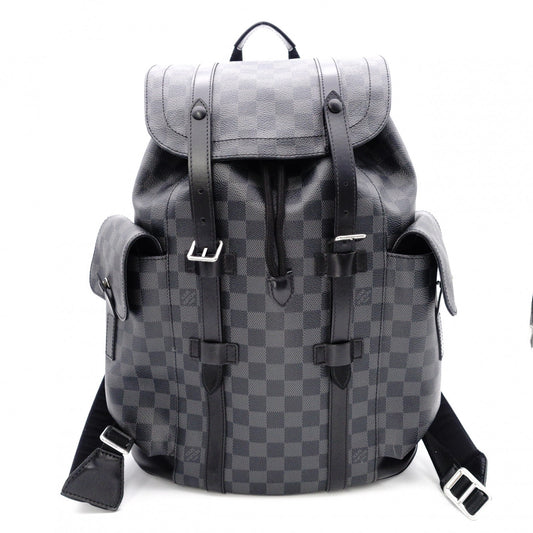 LOUIS VUITTON Christopher PM Damier Graphite Backpack, PVC, Gray, Men's