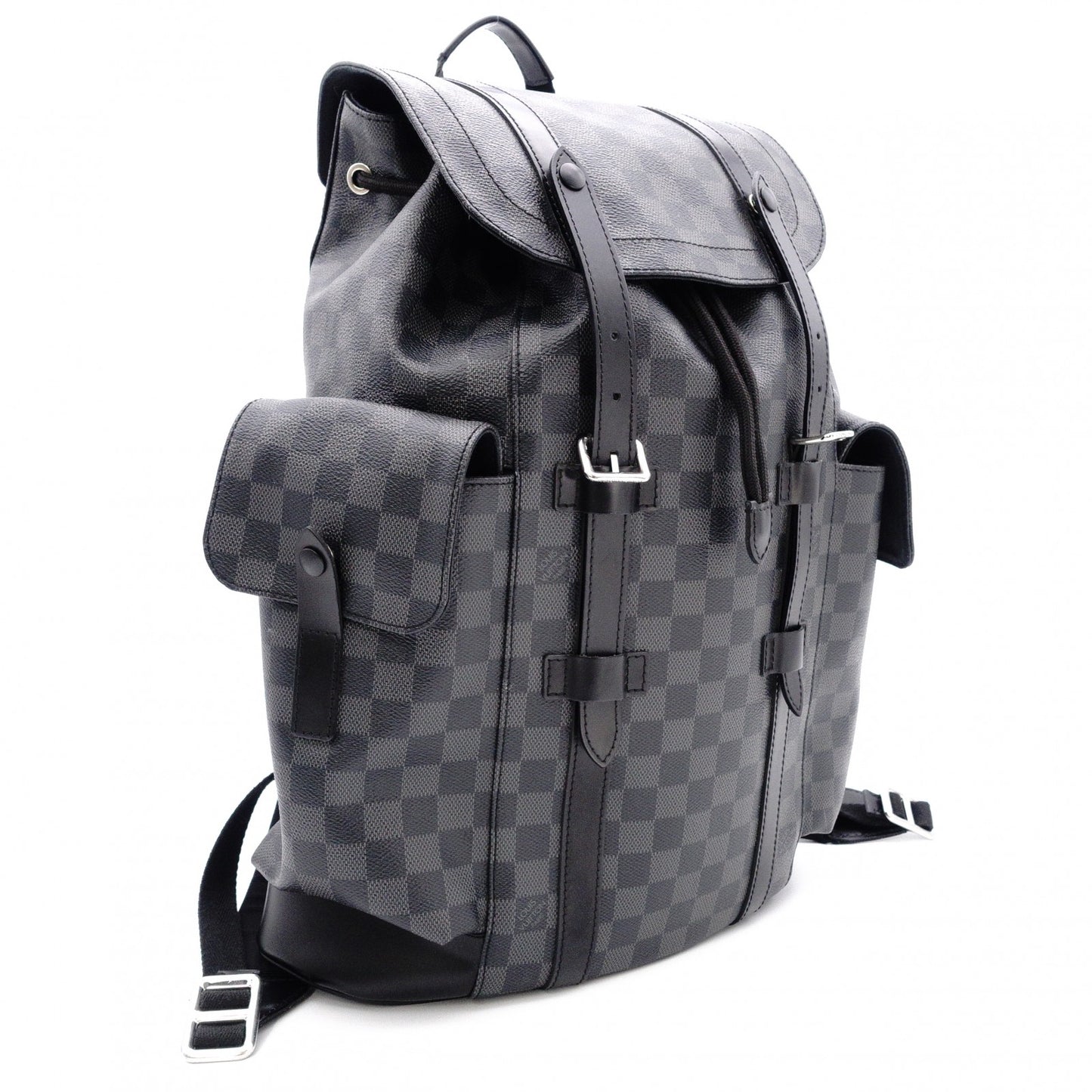LOUIS VUITTON Christopher PM Damier Graphite Backpack, PVC, Gray, Men's