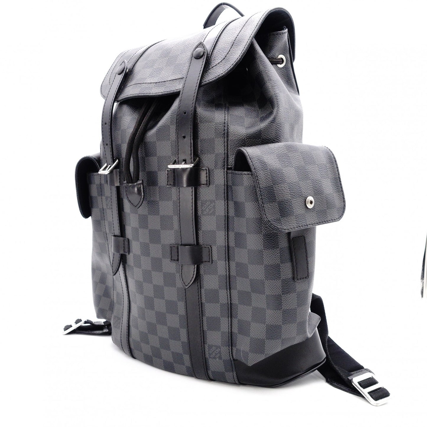 LOUIS VUITTON Christopher PM Damier Graphite Backpack, PVC, Gray, Men's
