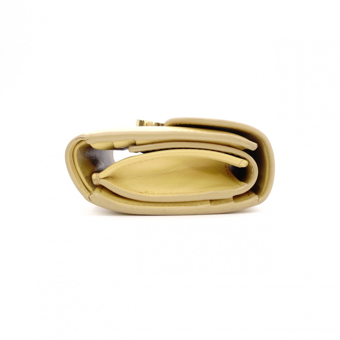 CELINE Triomphe Bifold Wallet Leather Yellow Gold Hardware