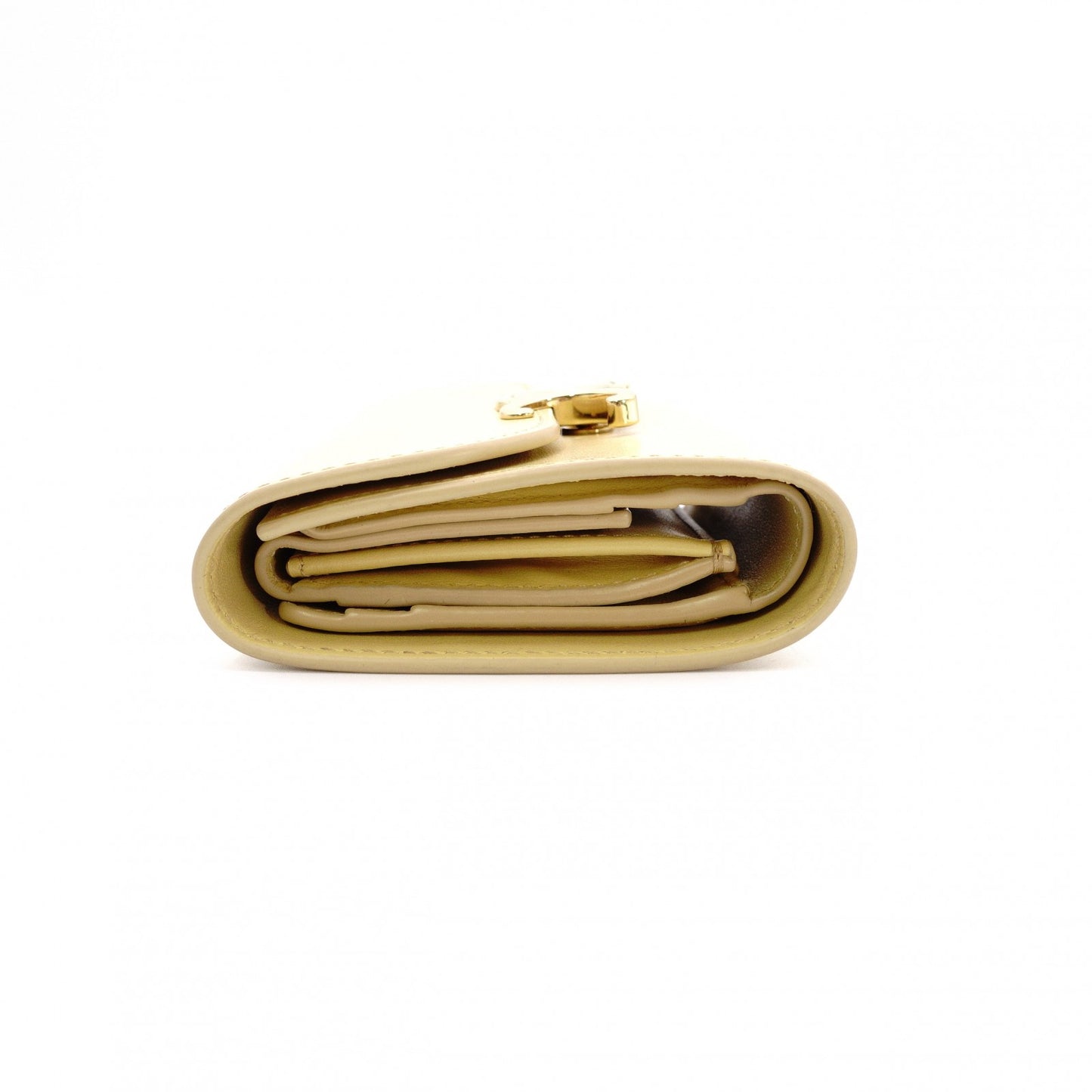 CELINE Triomphe Bifold Wallet Leather Yellow Gold Hardware