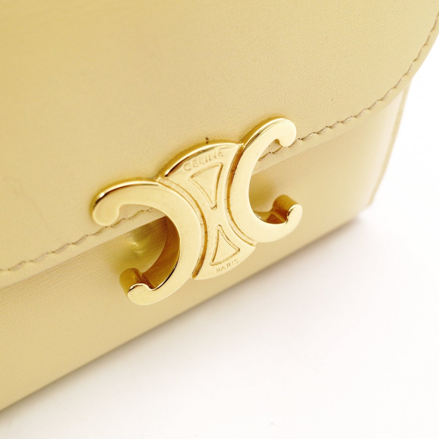 CELINE Triomphe Bifold Wallet Leather Yellow Gold Hardware
