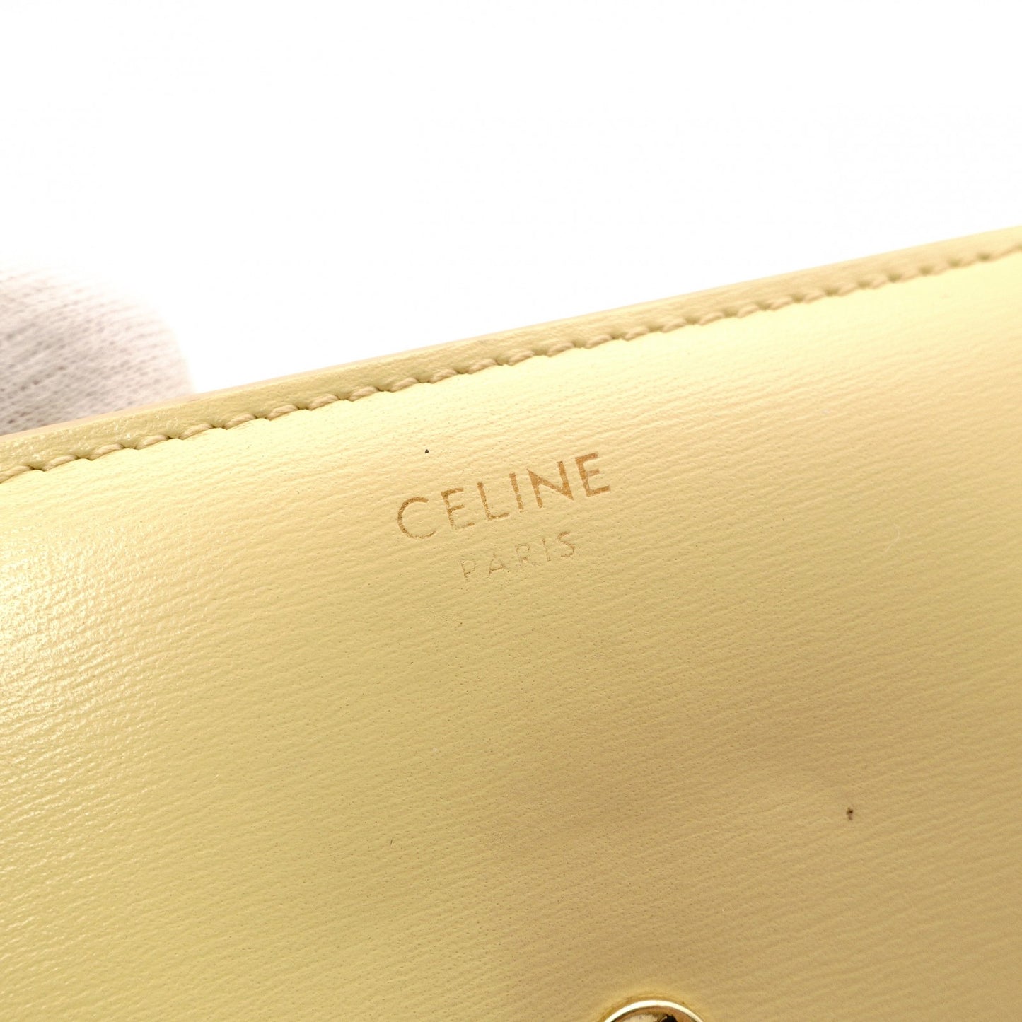 CELINE Triomphe Bifold Wallet Leather Yellow Gold Hardware