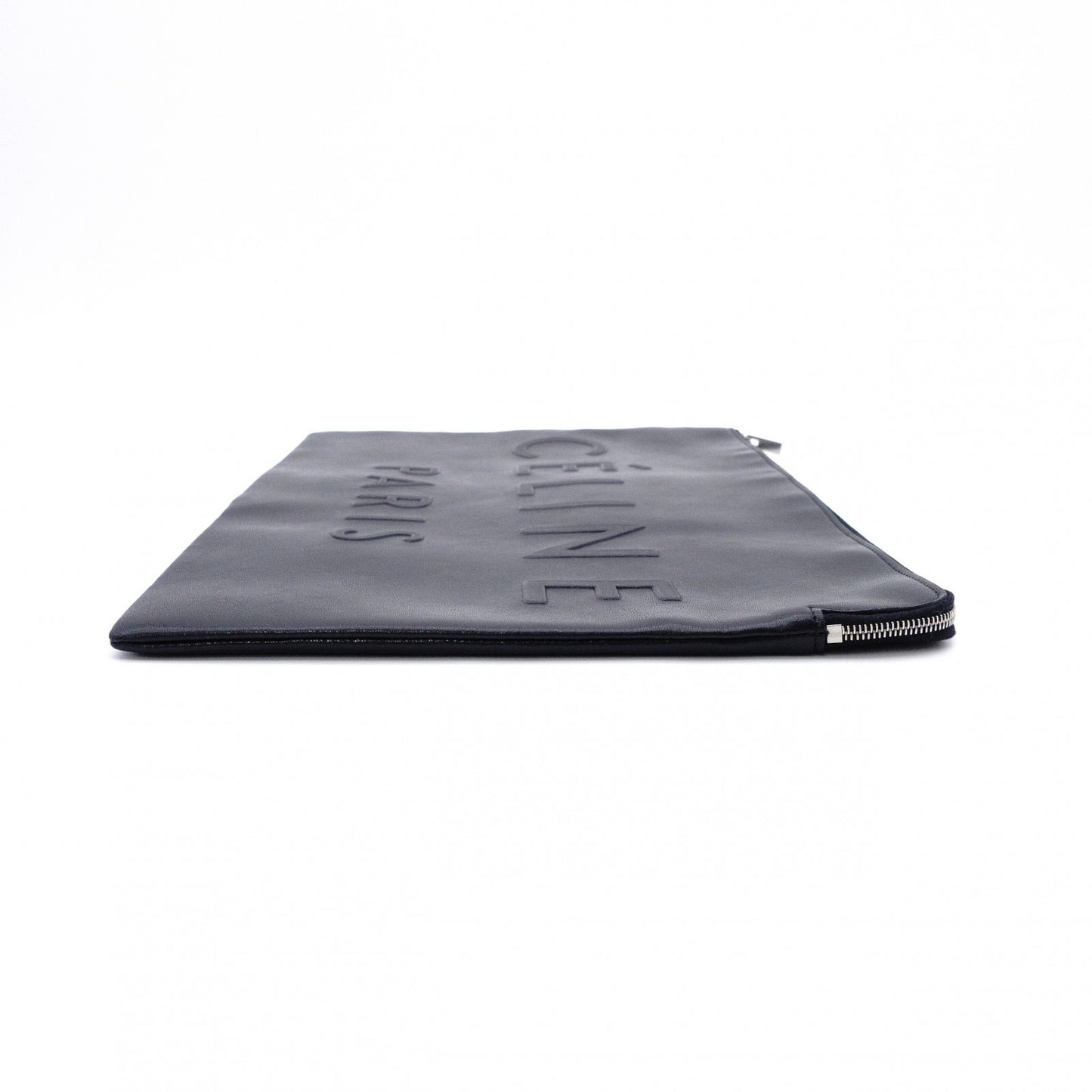 CELINE Clutch Bag, Leather, Black, Phoebe Era, Big Logo, Black, Men's, Pouch, Women's