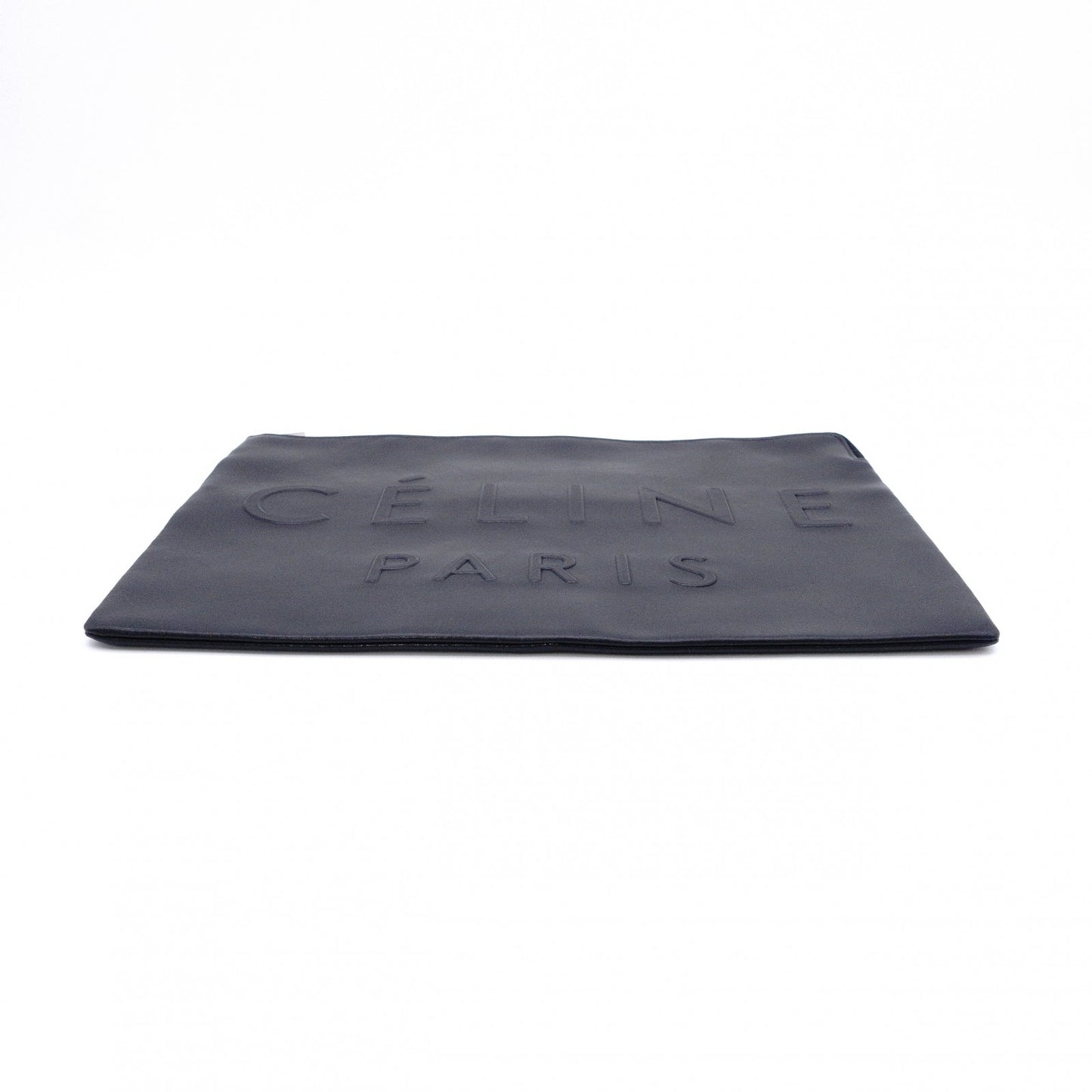 CELINE Clutch Bag, Leather, Black, Phoebe Era, Big Logo, Black, Men's, Pouch, Women's