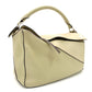LOEWE Puzzle Bag Medium Handbag Leather Khaki Beige 2-Way Shoulder Bag Silver Hardware 7-8-122