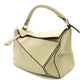 LOEWE Puzzle Bag Medium Handbag Leather Khaki Beige 2-Way Shoulder Bag Silver Hardware 7-8-122