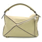 LOEWE Puzzle Bag Medium Handbag Leather Khaki Beige 2-Way Shoulder Bag Silver Hardware 7-8-122