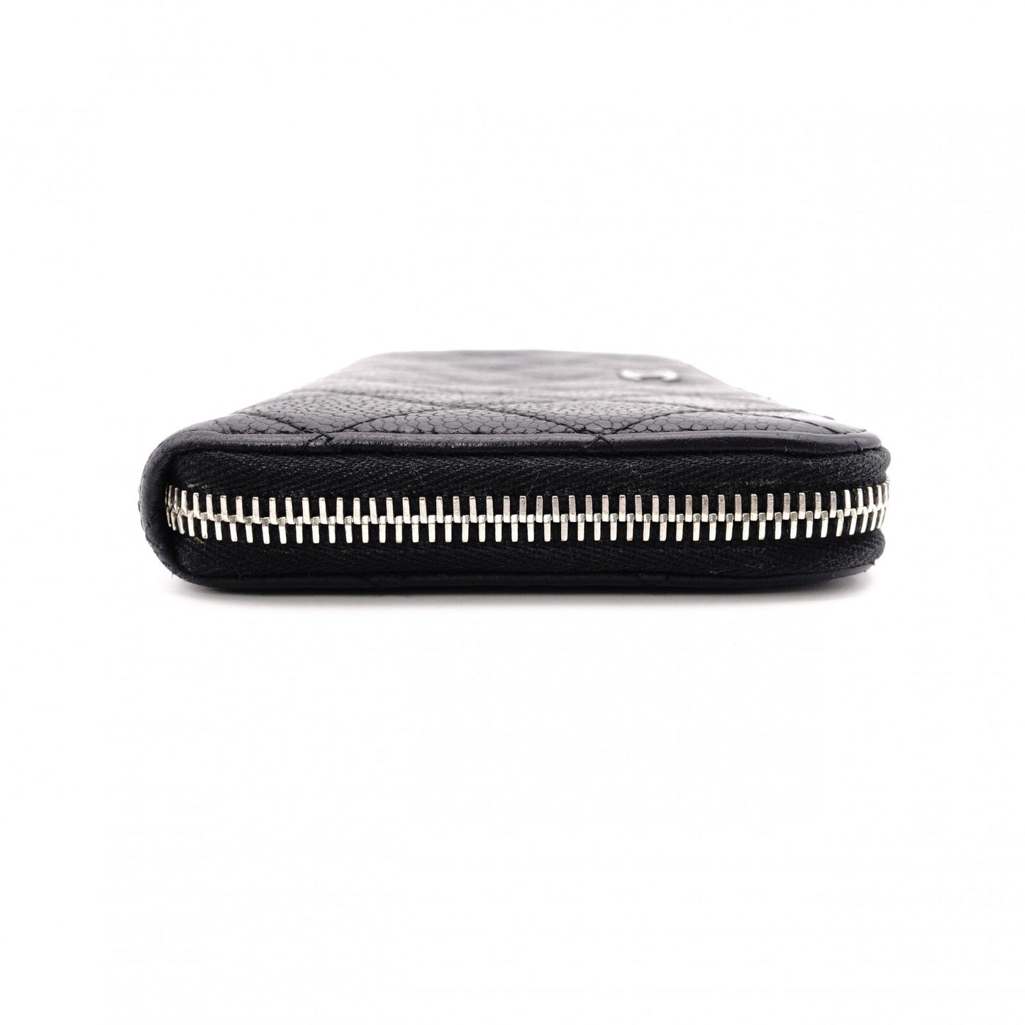 CHANEL Round Fastener Matelassé Long Wallet Leather Black