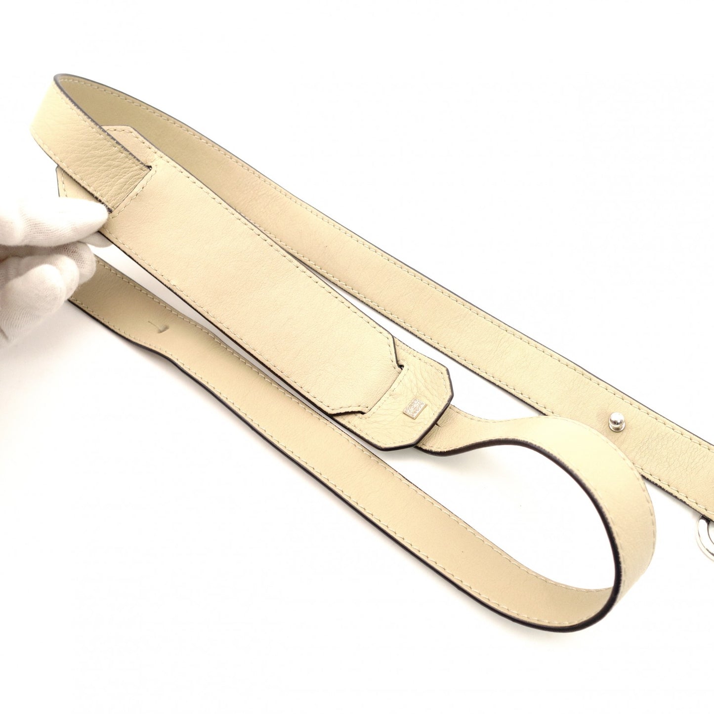 LOEWE Puzzle Bag Medium Handbag Leather Khaki Beige 2-Way Shoulder Bag Silver Hardware 7-8-122