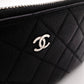 CHANEL Round Fastener Matelassé Long Wallet Leather Black