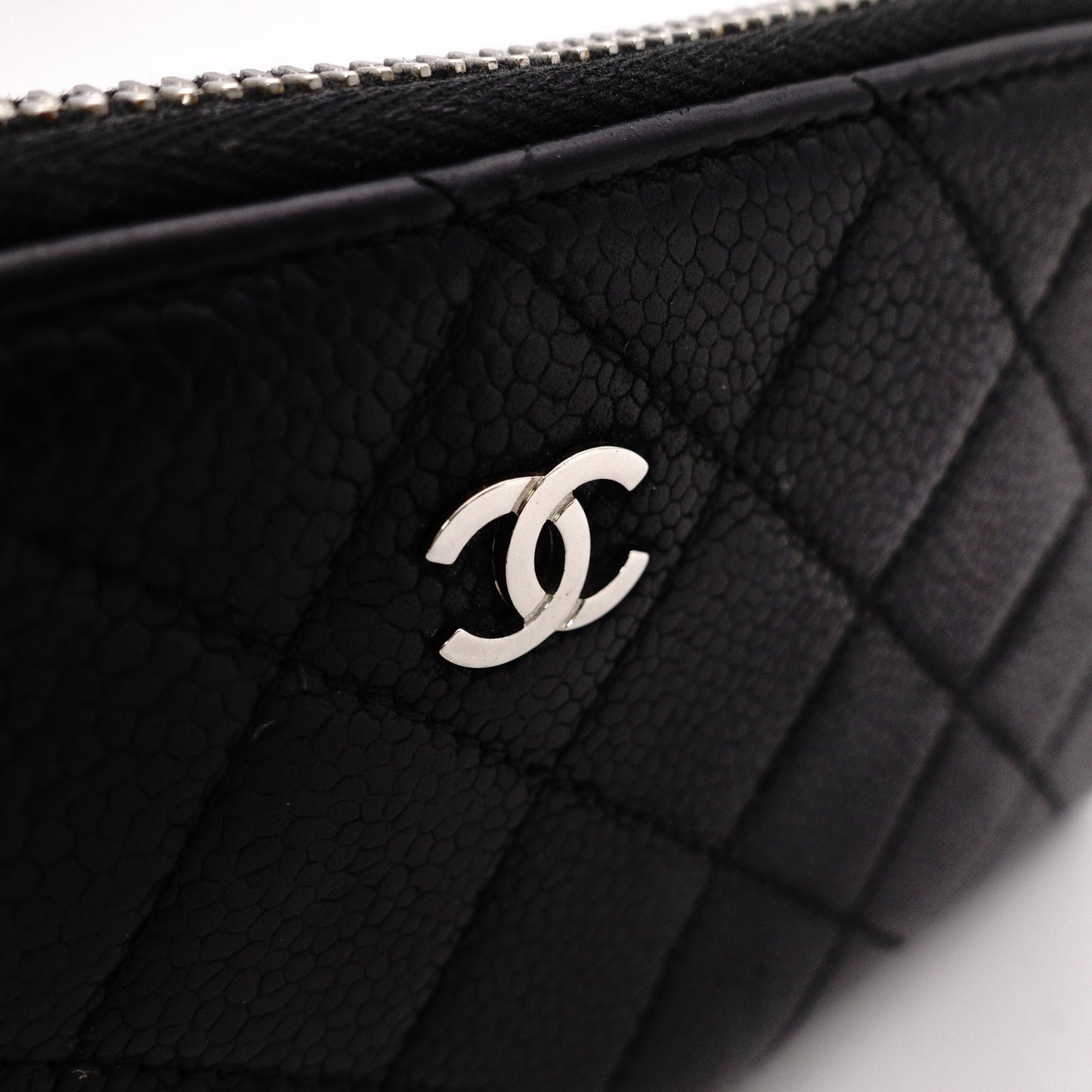 CHANEL Round Fastener Matelassé Long Wallet Leather Black