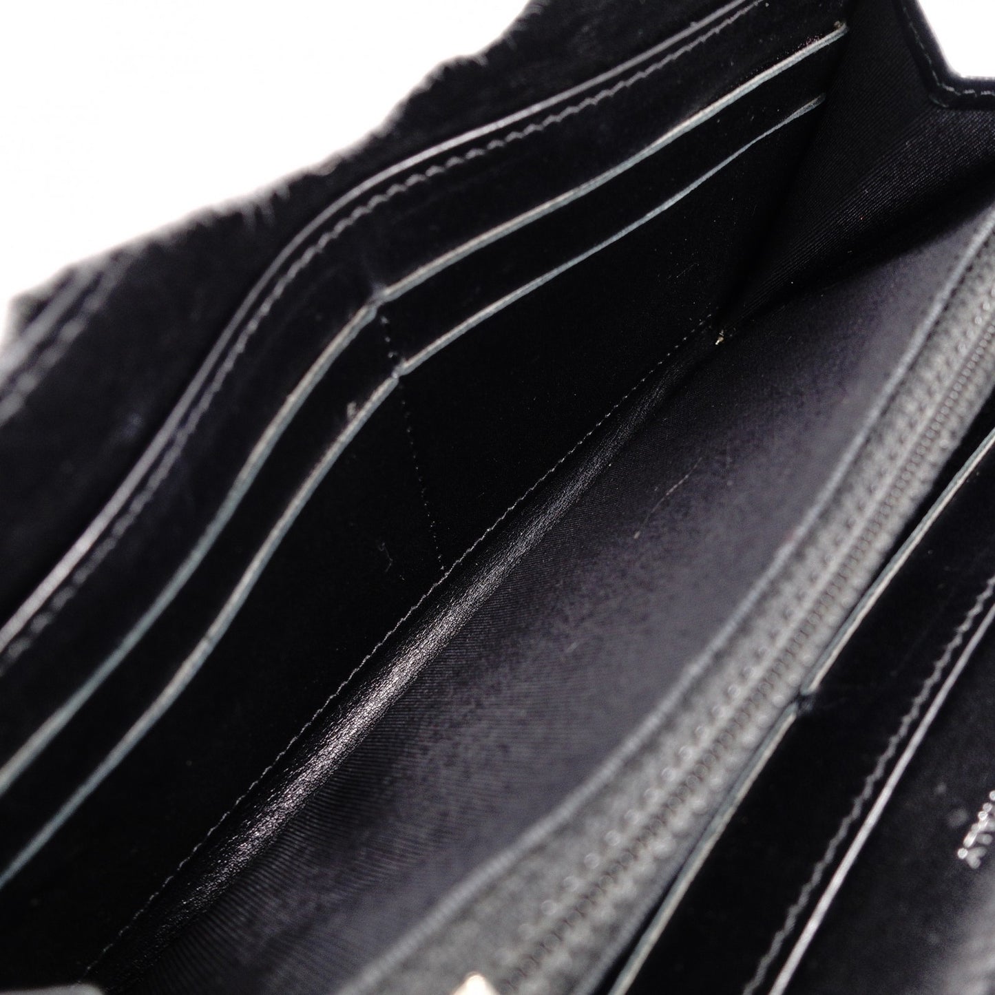 CHANEL Round Fastener Matelassé Long Wallet Leather Black