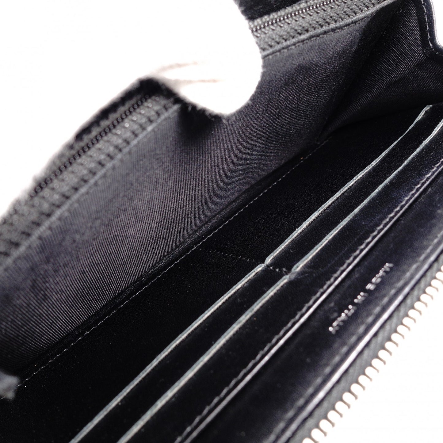 CHANEL Round Fastener Matelassé Long Wallet Leather Black