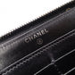 CHANEL Round Fastener Matelassé Long Wallet Leather Black