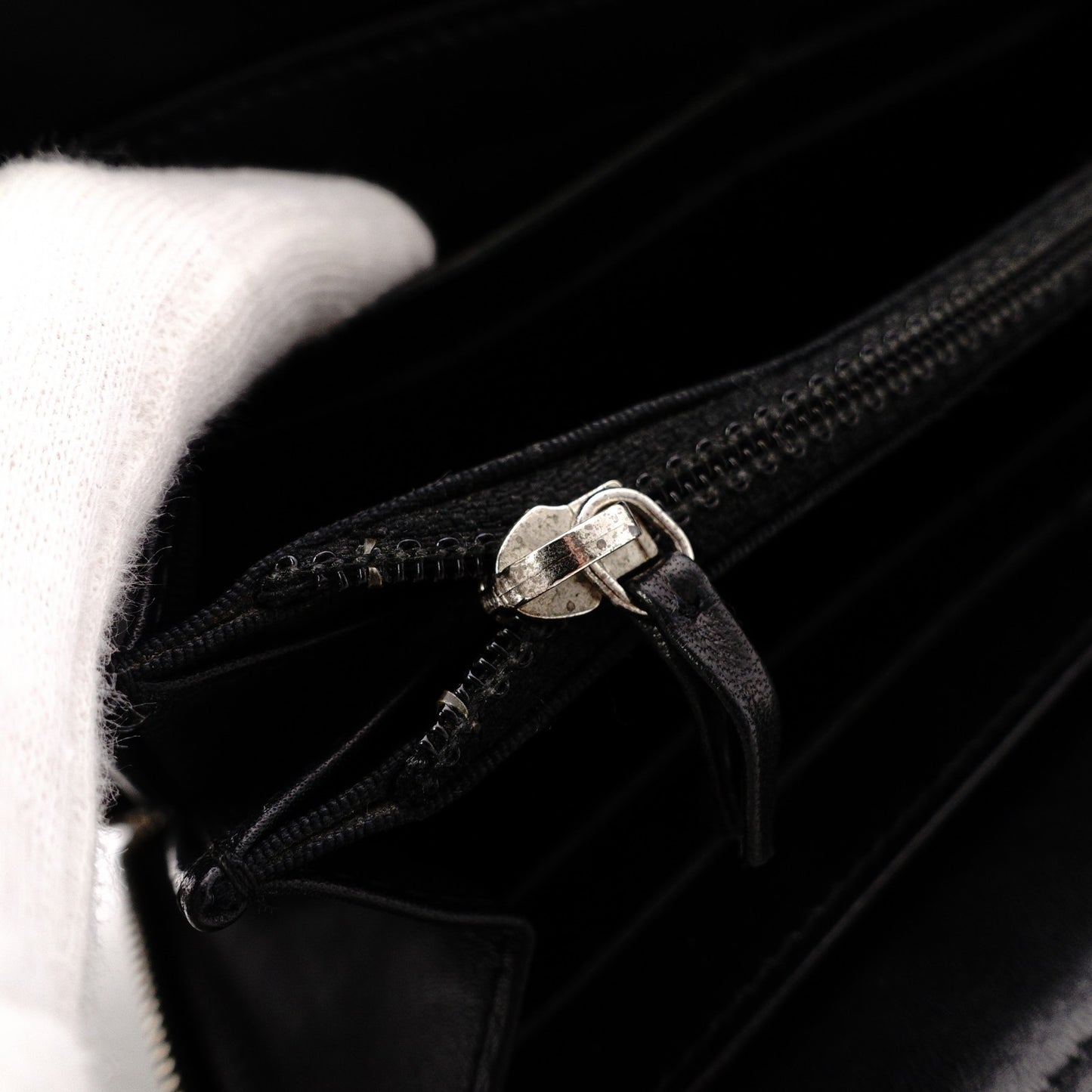 CHANEL Round Fastener Matelassé Long Wallet Leather Black