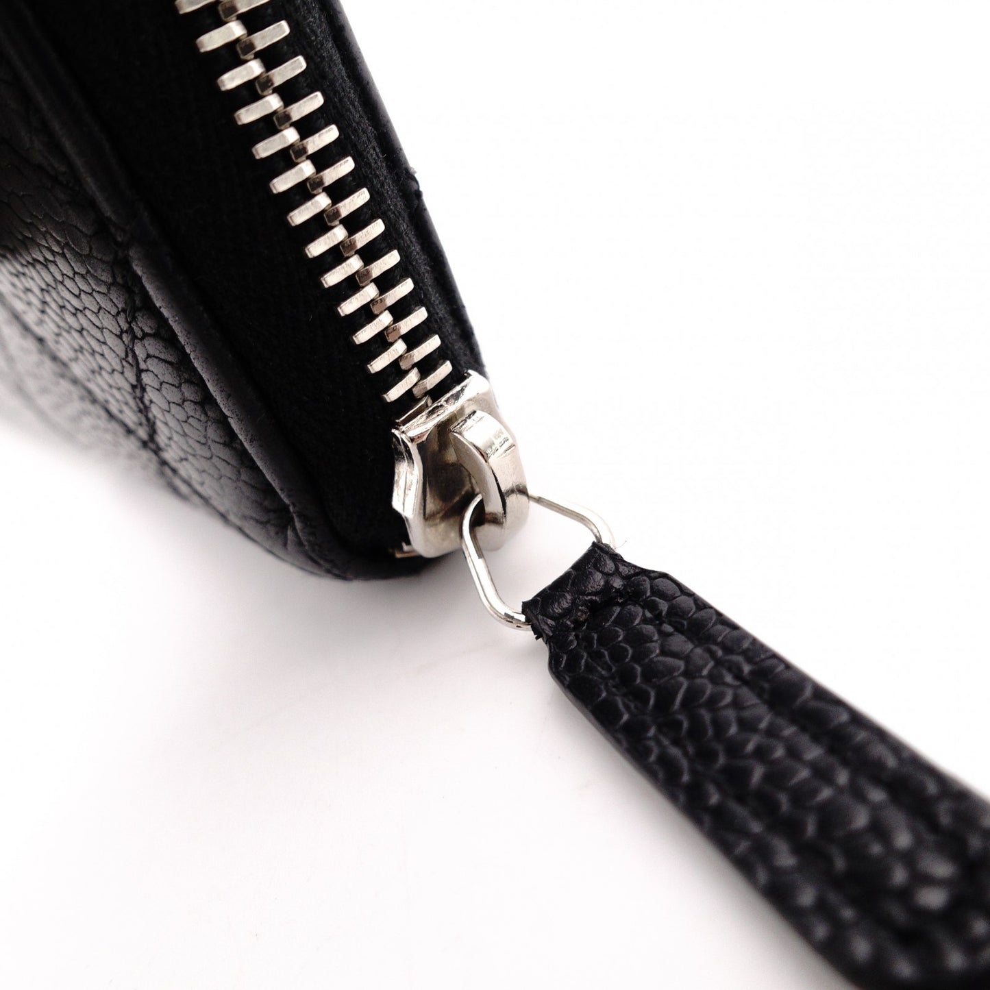 CHANEL Round Fastener Matelassé Long Wallet Leather Black