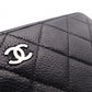 CHANEL Round Fastener Matelassé Long Wallet Leather Black
