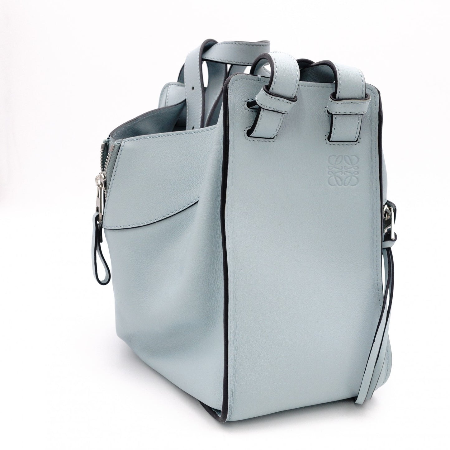 LOEWE Hammock Handbag Leather Light Blue 2-Way