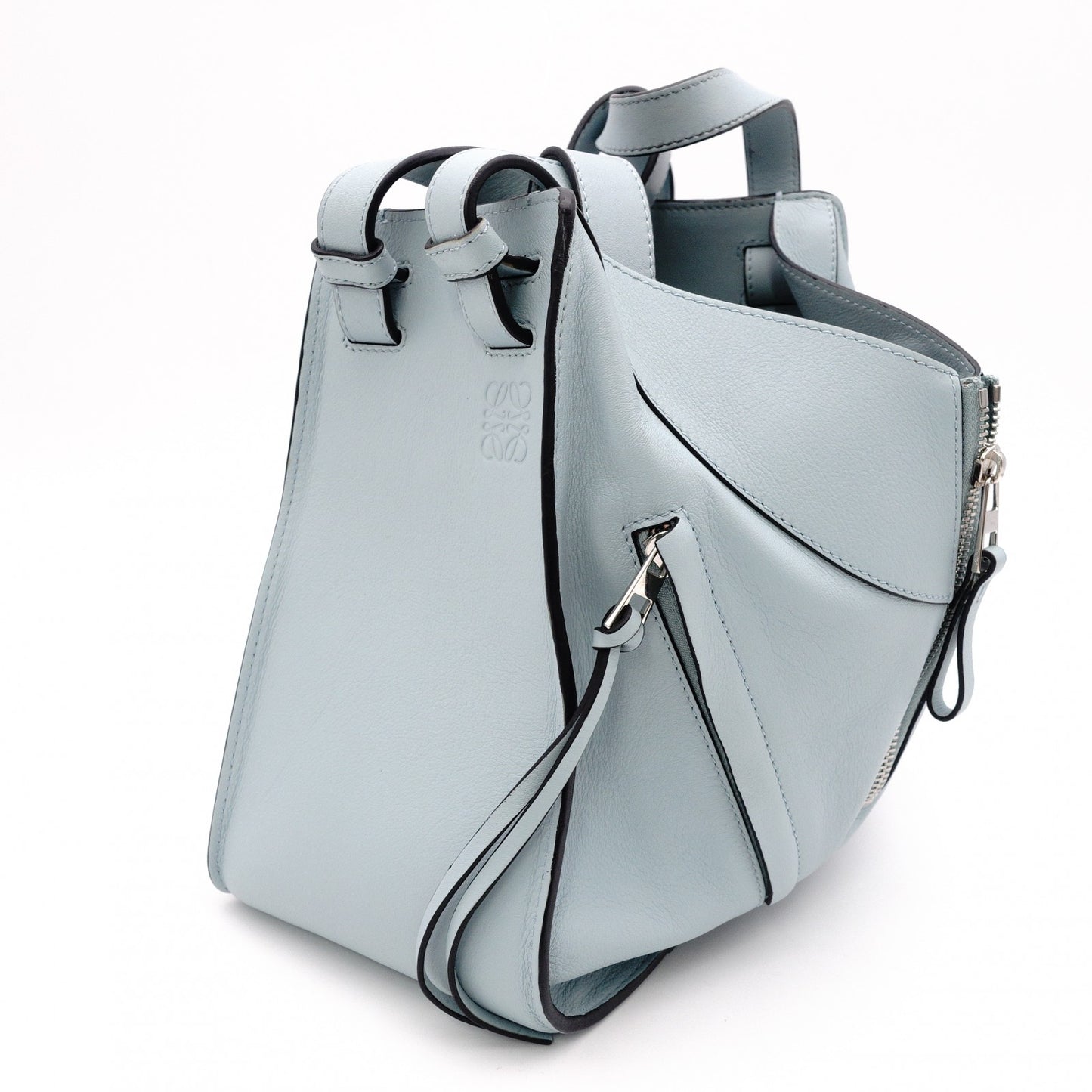 LOEWE Hammock Handbag Leather Light Blue 2-Way
