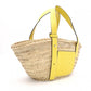 LOEWE Basket Handbag Leather/Raffia Beige Yellow