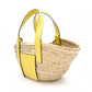 LOEWE Basket Handbag Leather/Raffia Beige Yellow