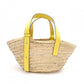LOEWE Basket Handbag Leather/Raffia Beige Yellow