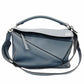 LOEWE Puzzle Bag Medium Handbag Leather Light Blue 2-Way Shoulder Bag Silver Hardware 7-10-328