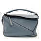 LOEWE Puzzle Bag Medium Handbag Leather Light Blue 2-Way Shoulder Bag Silver Hardware 7-10-328