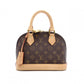 LOUIS VUITTON Alma BB Monogram Canvas Shoulder Bag with Leather and PVC Accents in Brown Tones (2-Way)