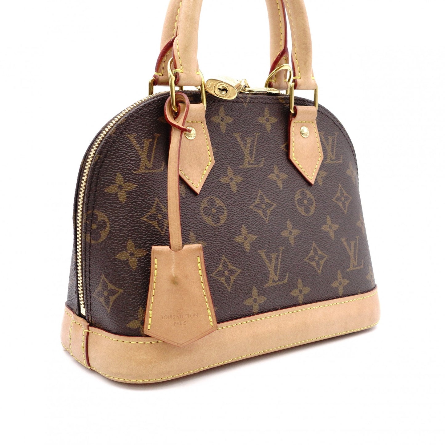 LOUIS VUITTON Alma BB Monogram Canvas Shoulder Bag with Leather and PVC Accents in Brown Tones (2-Way)