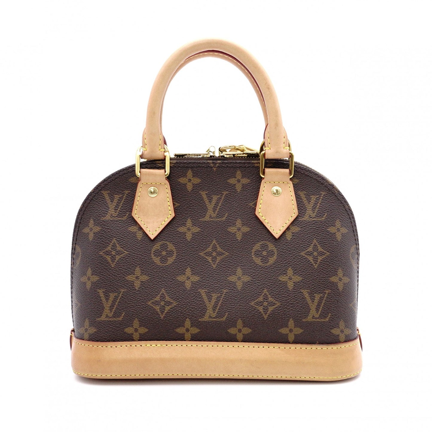 LOUIS VUITTON Alma BB Monogram Canvas Shoulder Bag with Leather and PVC Accents in Brown Tones (2-Way)