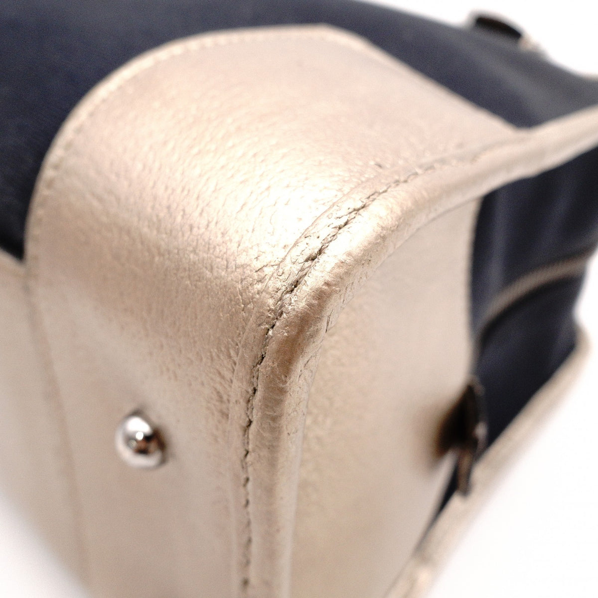 LOEWE Amazona 36 Boston Handbag, Canvas/Leather, Black/Gold, Silver Hardware, Women's