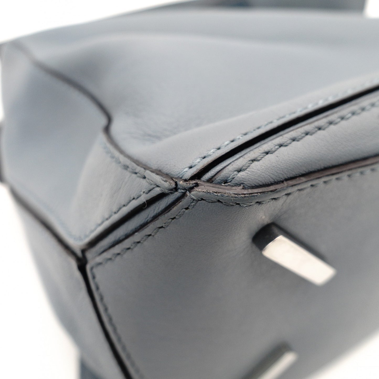 LOEWE Puzzle Bag Medium Handbag Leather Light Blue 2-Way Shoulder Bag Silver Hardware 7-10-328