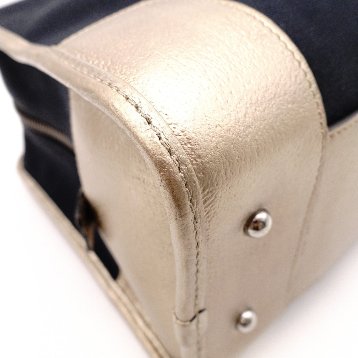 LOEWE Amazona 36 Boston Handbag, Canvas/Leather, Black/Gold, Silver Hardware, Women's