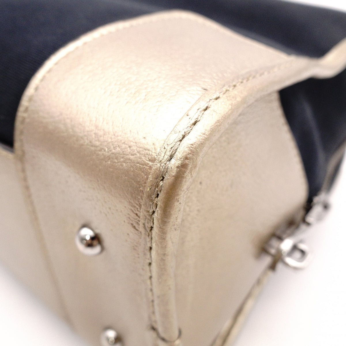 LOEWE Amazona 36 Boston Handbag, Canvas/Leather, Black/Gold, Silver Hardware, Women's