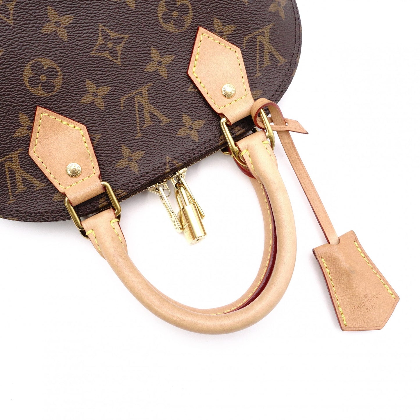 LOUIS VUITTON Alma BB Monogram Canvas Shoulder Bag with Leather and PVC Accents in Brown Tones (2-Way)