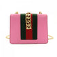 GUCCI Sylvie Chain Shoulder Bag Leather Pink Crossbody Gold Hardware 7-8-765