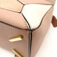 LOEWE Puzzle Bag Medium Handbag Leather Suede Pink Beige 2-Way Shoulder Bag Silver Hardware 7-11-188