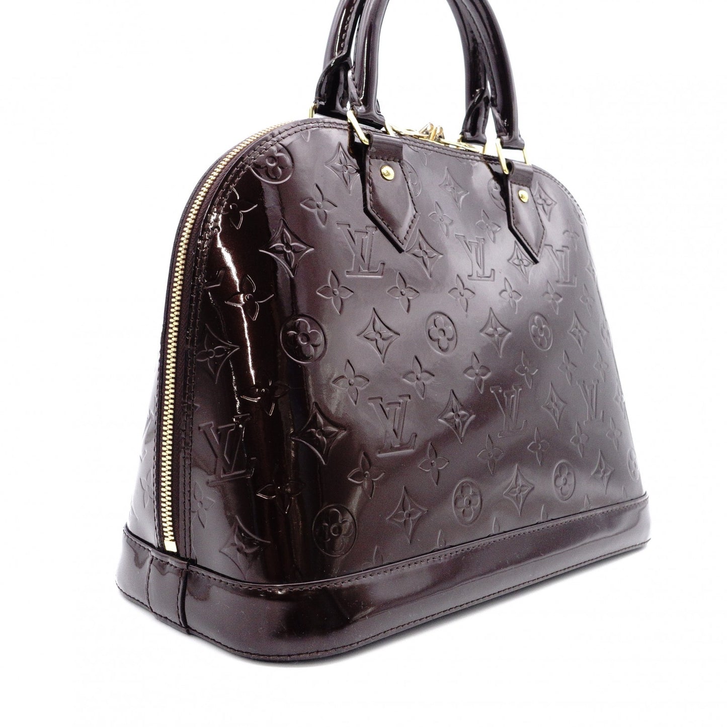 LOUIS VUITTON Alma PM Vernis Handbag, Patent Leather, Amaranth (Bordeaux)