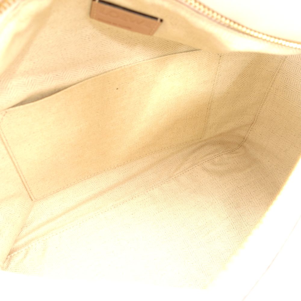 LOEWE Puzzle Bag Medium Handbag Leather Suede Pink Beige 2-Way Shoulder Bag Silver Hardware 7-11-188