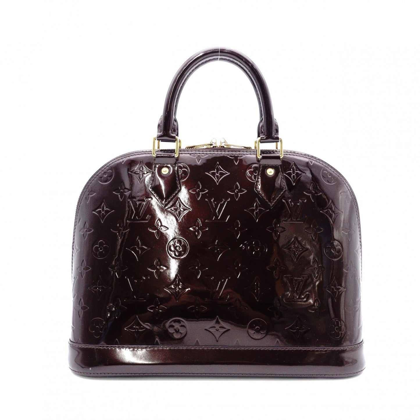 LOUIS VUITTON Alma PM Vernis Handbag, Patent Leather, Amaranth (Bordeaux)
