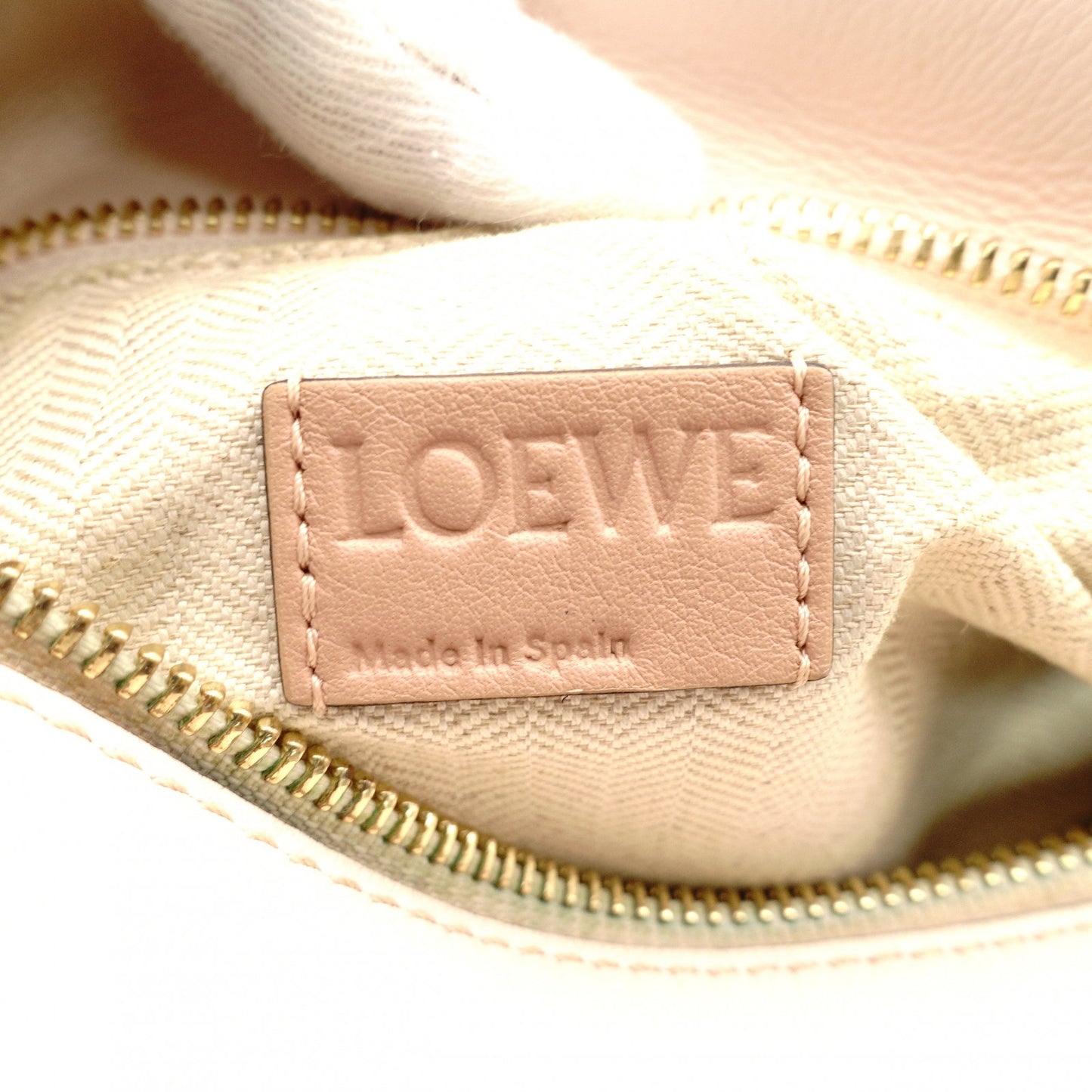 LOEWE Puzzle Bag Medium Handbag Leather Suede Pink Beige 2-Way Shoulder Bag Silver Hardware 7-11-188