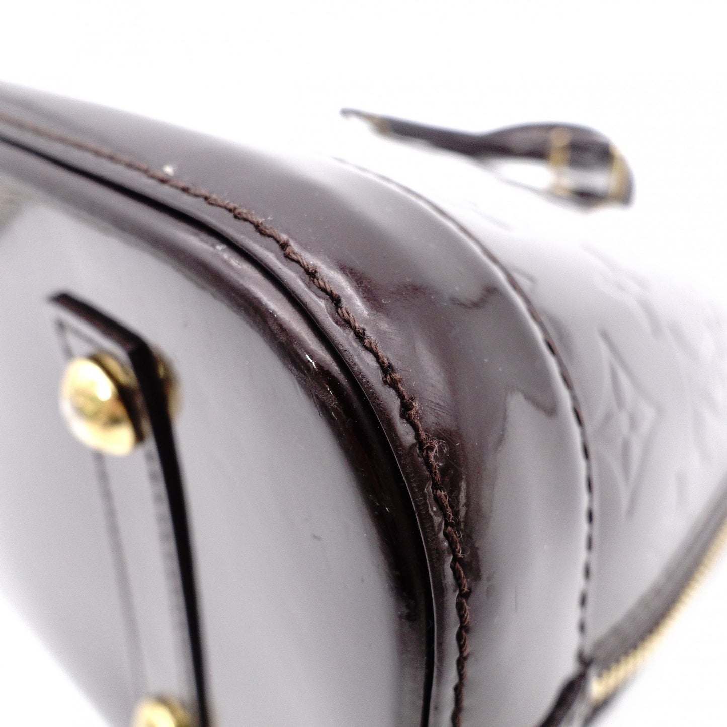 LOUIS VUITTON Alma PM Vernis Handbag, Patent Leather, Amaranth (Bordeaux)