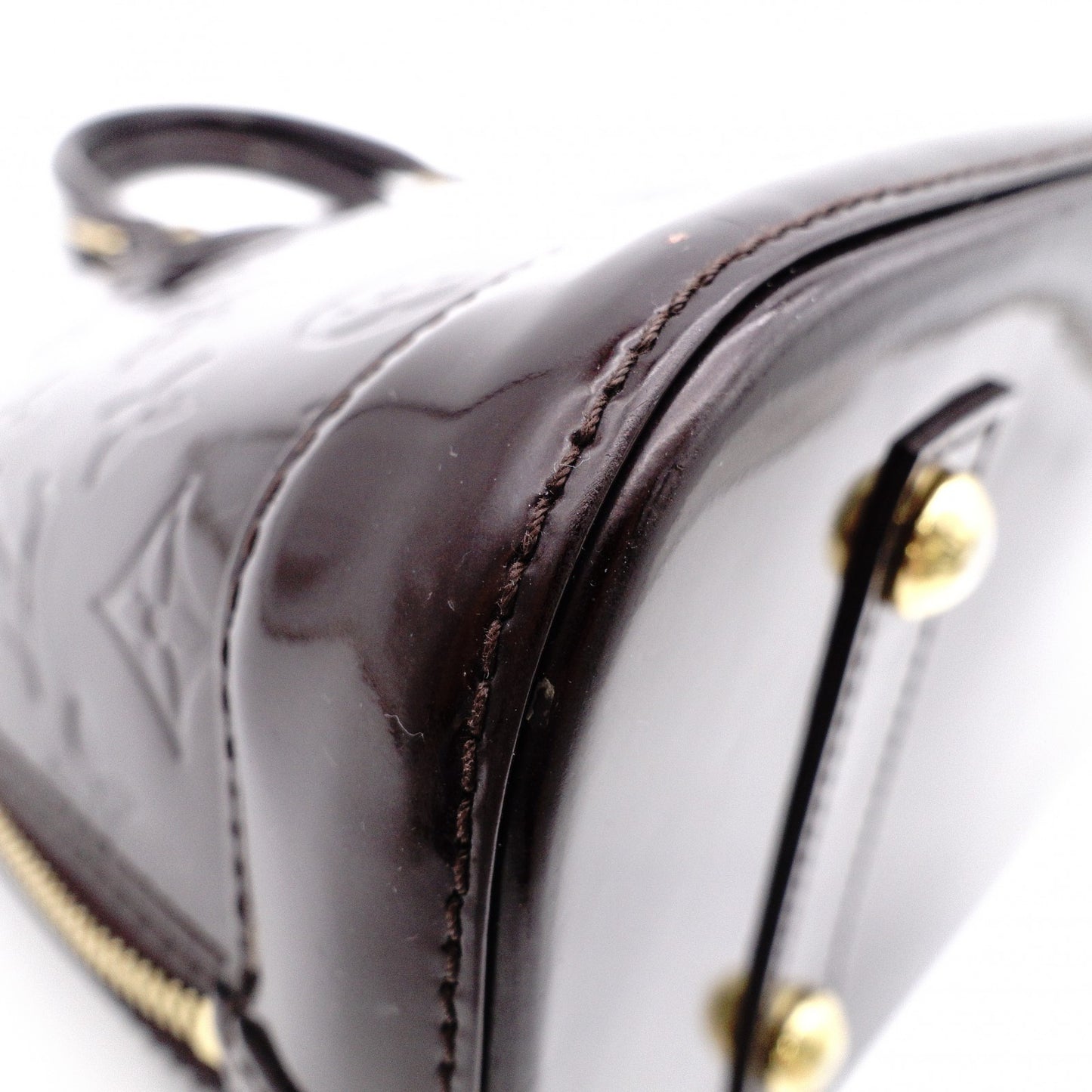 LOUIS VUITTON Alma PM Vernis Handbag, Patent Leather, Amaranth (Bordeaux)